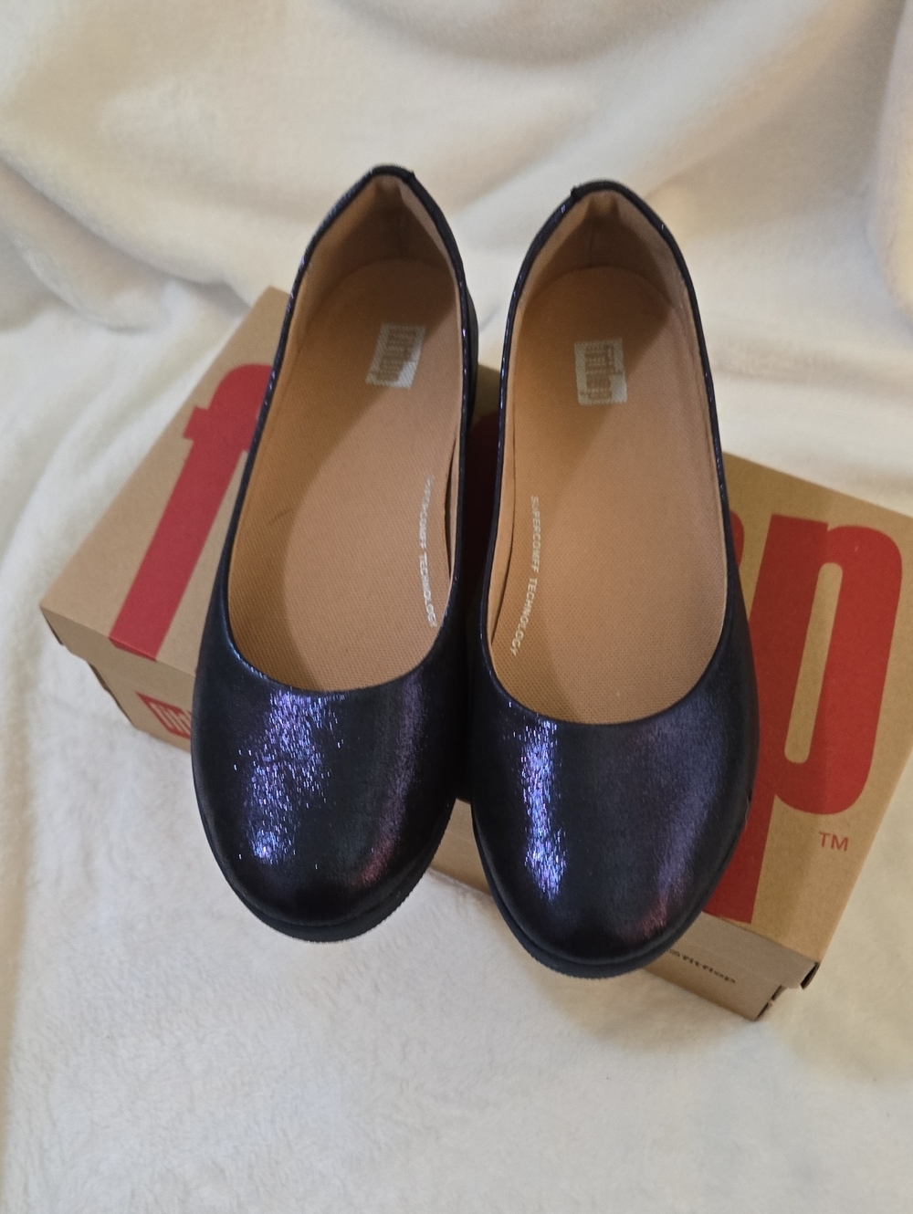 Fitflop Iridescent Navy Ballet Flats